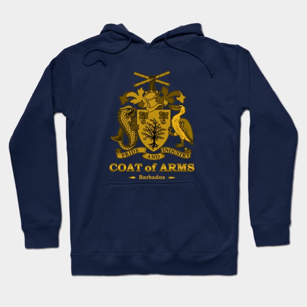 Barbados Coat of Arms Gold Hoodie by IslandConcepts